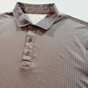 Grayson & Dunn Polo Shirt Mens Medium Gray Geometric Print Stretch Golf Top